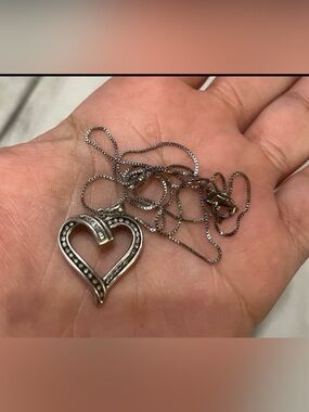 925 silver necklace with heart and diamonds pendant